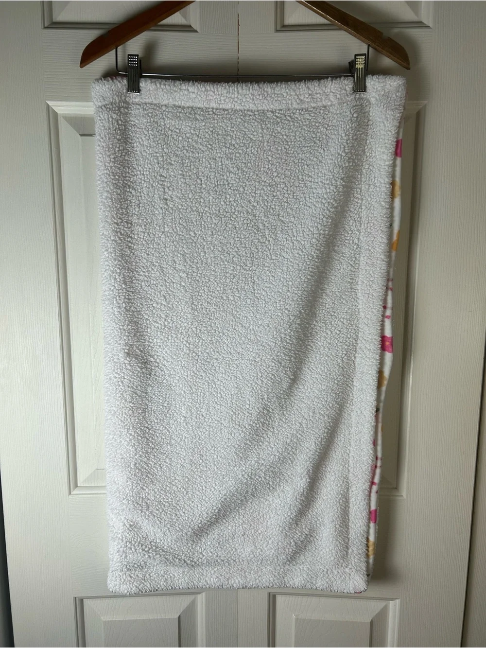 Pink Orange Yellow Elephant Giraffe Zebra Cat Baby Blanket Sherpa White Flowers